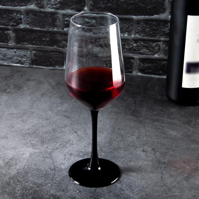 YANGNAY Wine Glasses with Black Stem & Base, Set of 8, 17 Oz Wine Glasses for Red Wine, Unique Gifts for Wine Lovers, Dishwasher Safe - Image 5