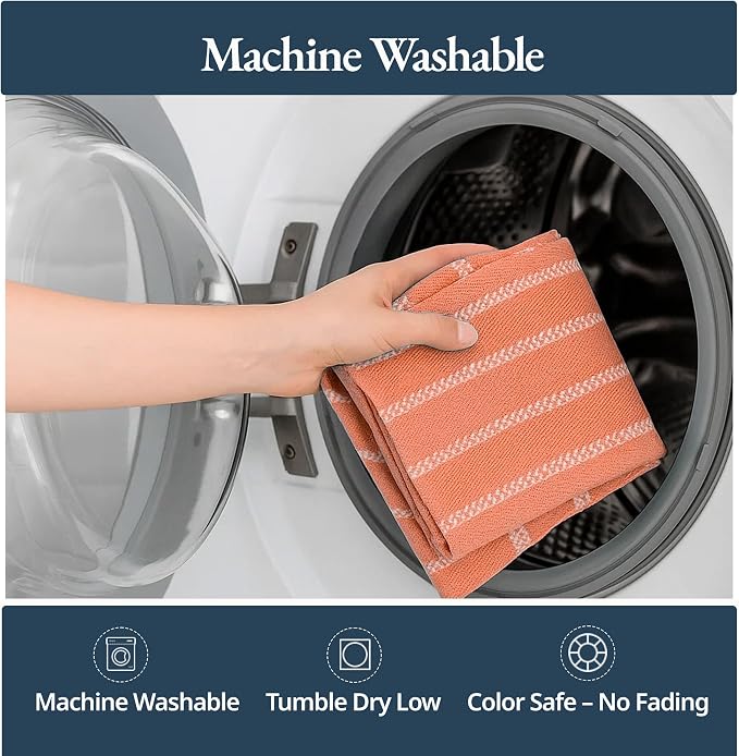 LANE LINEN Kitchen Towels Set - Pack of 4 Cotton Dish Towels for Drying Dishes, 18”x 28”,Absorbent Tea Towels, Quick Drying Kitchen Towel Set - Coral - Image 9