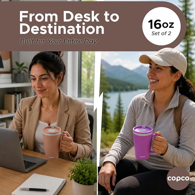 Copco Cone Desk Mug 16 Oz - Purple/Brown, Set of 2 - Image 7