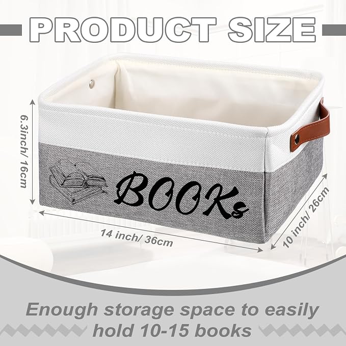 Marsui Book Lover Gifts Books themed Storage Basket Storage Bin Bookish Accessories Bookworm Gift for Club Members Student Teacher Reading Accessories - Image 3