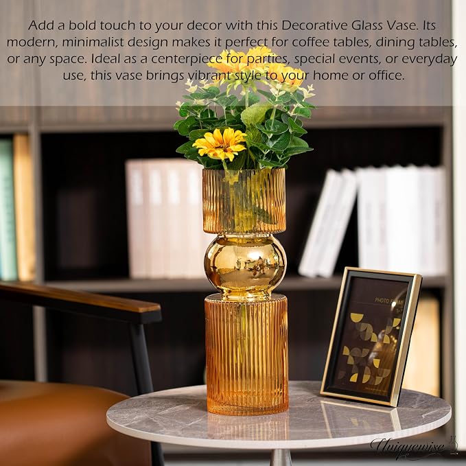 14-Inch Decorative Orange Tall Glass Vase - Modern Minimalist Decor for Parties, and Special Events - Perfect Centerpiece for Coffee Tables, Living Rooms, Dining Tables, Offices, and Farmhouse Decor - Image 5
