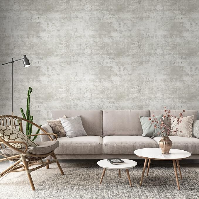 CRE8TIVE Concrete Contact Paper Large Size 24"x354" Taupe Grey Peel and Stick Cement Wallpaper Waterproof Oil Proof Vinyl Roll Extra Thick Durable Removable Paper Roll for Countertop Cabinet Decor - Image 2