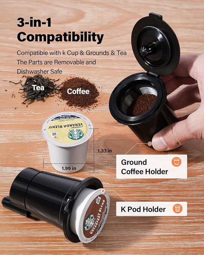 Coffee Maker Hot & Iced With Bold Setting,Single Serve Coffee Maker For K Cup And Grounds,52 Oz Removable Water Tank,6-14 Oz Brew Sizes,One Cup Kcup Coffee Machine With Reusable Filter, White - Image 5