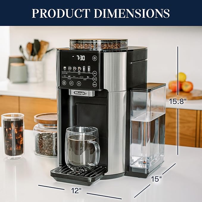 De'Longhi TrueBrew Drip Coffee Maker, Grinder, 8 to 24 oz, Built-In Grinder | #1 Worldwide Espresso Machine Maker, Built-in Grinder, 5 Brew Styles, 6 Brew Sizes, One-Touch Simplicity - Image 6