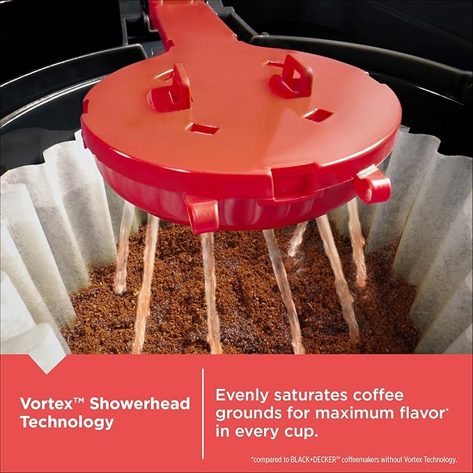 BLACK+DECKER CAFÉCRAFT 12-Cup Coffee Maker, One-Switch Drip Coffeemaker with Vortex Showerhead Technology, Sneak-A-Cup, Keep Warm Function, Stainless Steel - Image 5