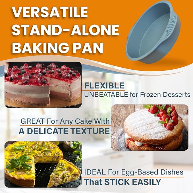 8 Inch Springform Pan for Cheesecake with Leakproof Silicone Sleeve | NONSTICK, Dishwasher Safe, No Leaks in WATER BATH, NO FOIL WRAP & Parchment Needed, Heavy-Gauge & Durable Carbon Steel 0.4 mm - Image 4