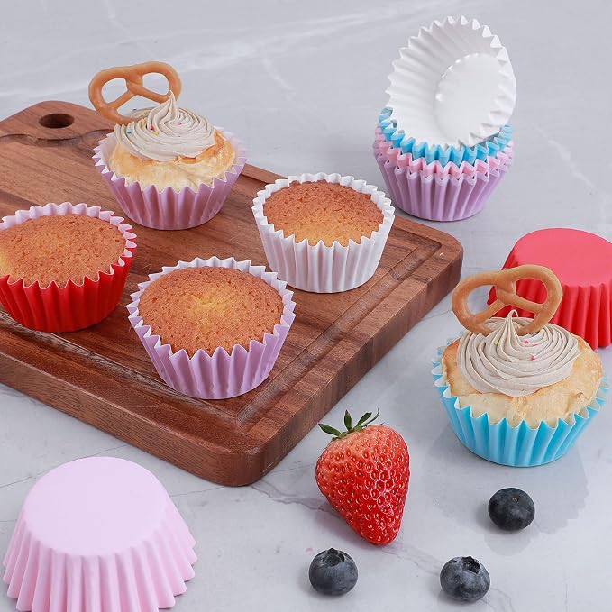 Caperci Heavy Duty Standard Purple Cupcake Liners 150 Counts - Grease-Resistant Paper Muffin Baking Cups, Odorless, No Muffin Pan Needed, Easily Peels (Orchid Bloom) - Image 7