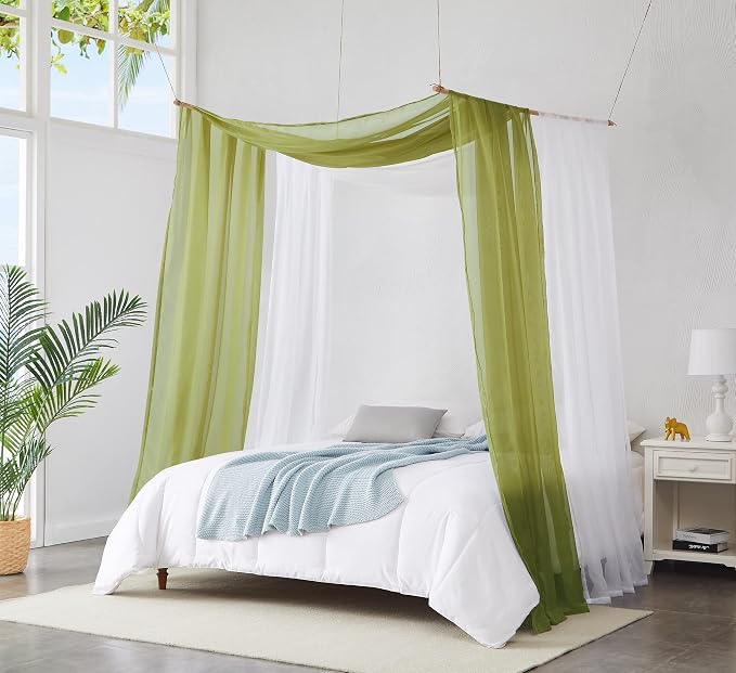 Warm Home Designs 55 x 288 Sage Green Sheer Window Scarf. AM Sage 288" | Extra Long Window Scarves Valances are Great As Wedding Arch Draping Fabric, Bed Canopy Or for Decorative Project. - Image 5
