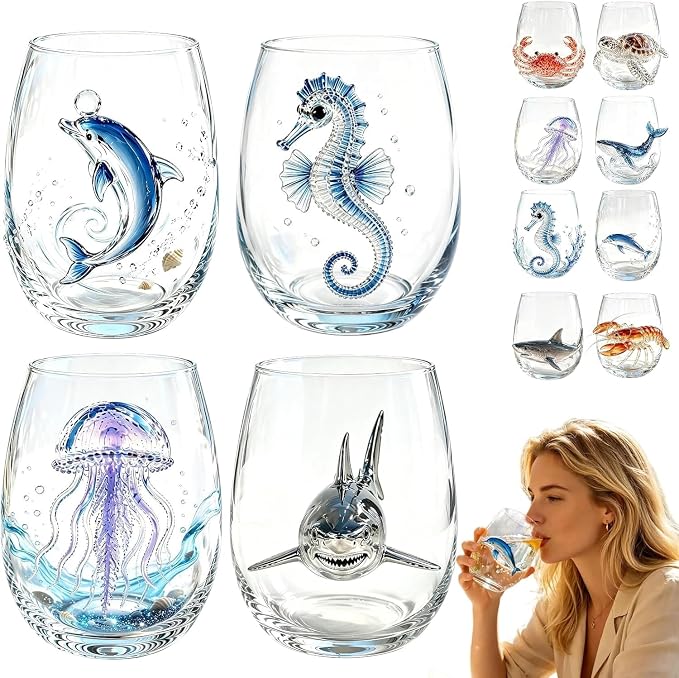 Artisan Blue Octopus Glassware Handmade 3D Ocean Decor Gift by Unknown