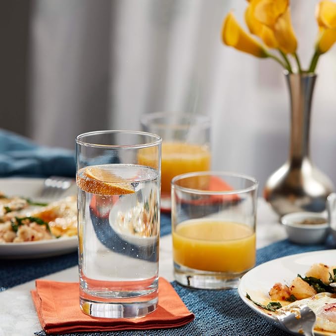 Province Tumbler & Rocks Drinking Glasses Set of 16, Tall Glass Cups | 15.2 oz and 11.1 oz Capacities for Water, Juice, Cocktails, and More with Lightweight Design and Dishwasher-Safe Cleanup - Image 2