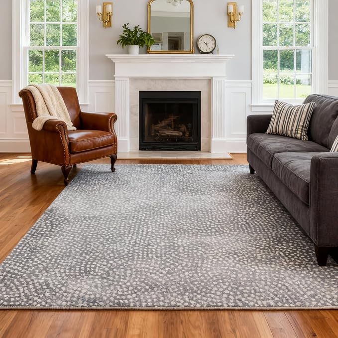 5x7 Area Rug, Machine Washable Living Room Rug - Non-Slip Low Pile Accent Rug for Bedroom, Pet Friendly, Modern Vintage Geometric Design by RICKYSERRA