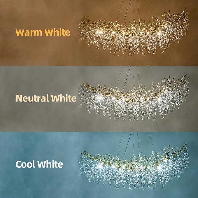 55" Crystal Tree Branch Chandelier Gold Rectangular Chandelier | 16 Lights Luxury Raindrop Chandeliers Modern Hanging Pendant Light Fixtures for Dining Room Kitchen Island Living Room - Image 5