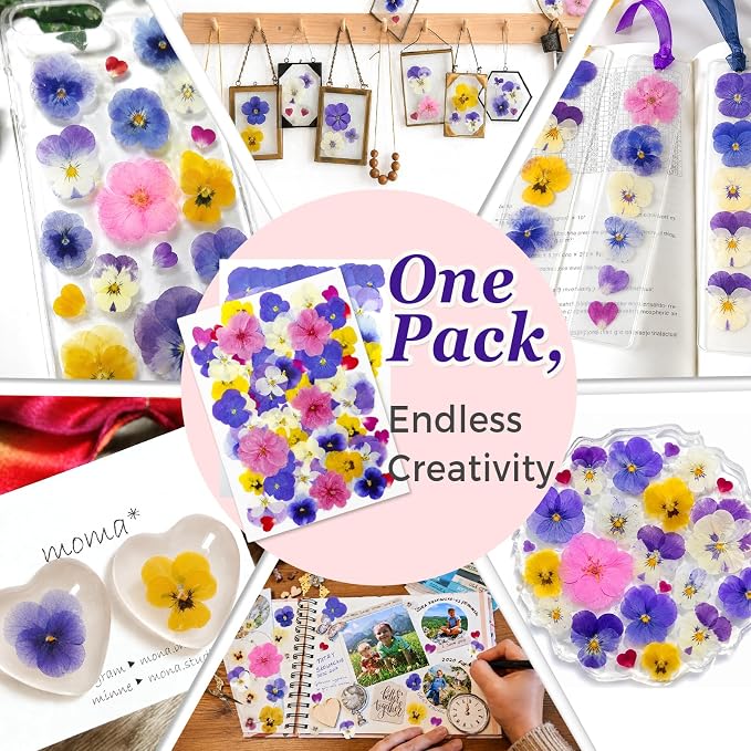75 Pcs Edible Pressed Flowers for Cakes, Cocktails, Drinks & DIY Art Crafts | Natural Dried Edible Flowers for Drinks, DIY Crafts, Food Grade Mix of Pansies, Cherry Blossoms & Heart Rose Petals - Image 6