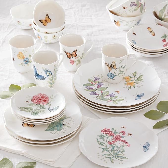 Lenox Dinnerware Set, Butterfly Meadow 28-Piece Set, Service For 4, Porcelain Plates With Scalloped Edges, Plates And Bowls Sets, Microwave Safe, Dishwasher Safe, Home & Kitchen (28 Piece, Assorted) - Image 10