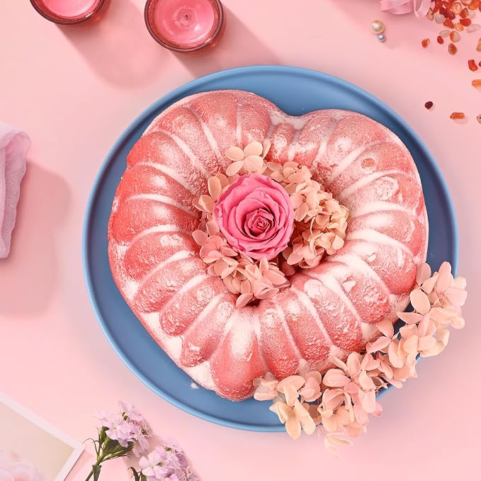 HUAKENER 2 Pack Heart Fluted Cake Pan, 9 Inch Heart Cake Molds | Nonstick Silicone Cake Molds, Food Grade Silicone Material, Heart Molds for Making Cake for Birthday,wedding,Valentine's Day - Image 6