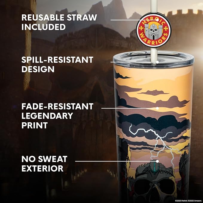 Dragon Glassware x Masters of the Universe Tumbler, 24oz - Castle Grayskull | Vacuum Insulated Stainless Steel Tumbler with Straw & Lid; With Straw Topper; Official Masters of the Universe 2026 Movie Cup - Image 4