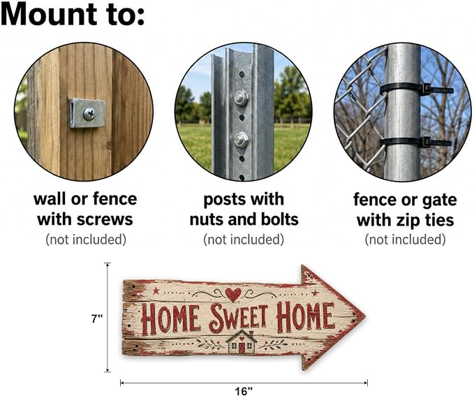 Home Sweet Home Right-Pointing Arrow Sign | barnwood look, rustic, durable print, ready to hang - Image 3