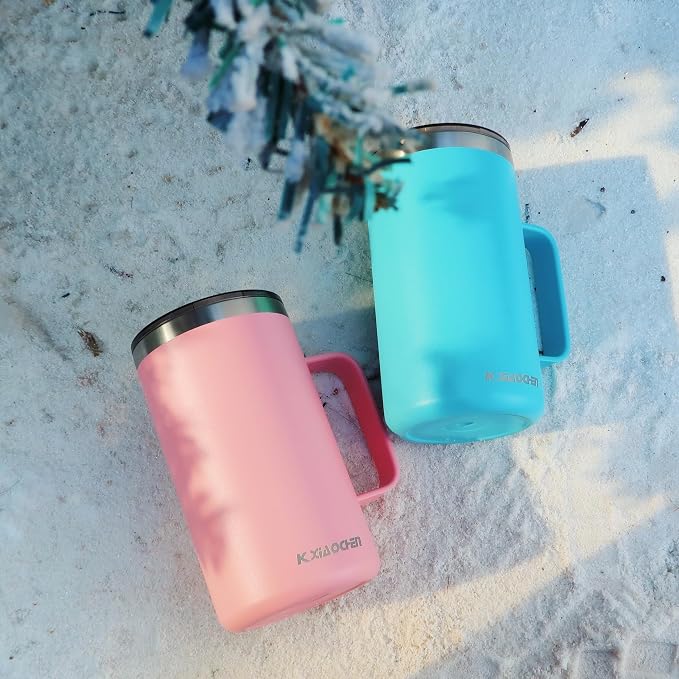 KXIAOCHEN 2-Pack 20 oz Insulated Coffee Mugs, Coffee Cups with Wide Handles | 18/8 stainless steel, sliding lids, 6+ hours hot or 12+ hours cold, wide mouth, no-sweat, for office, home, camping and gifts - Image 4