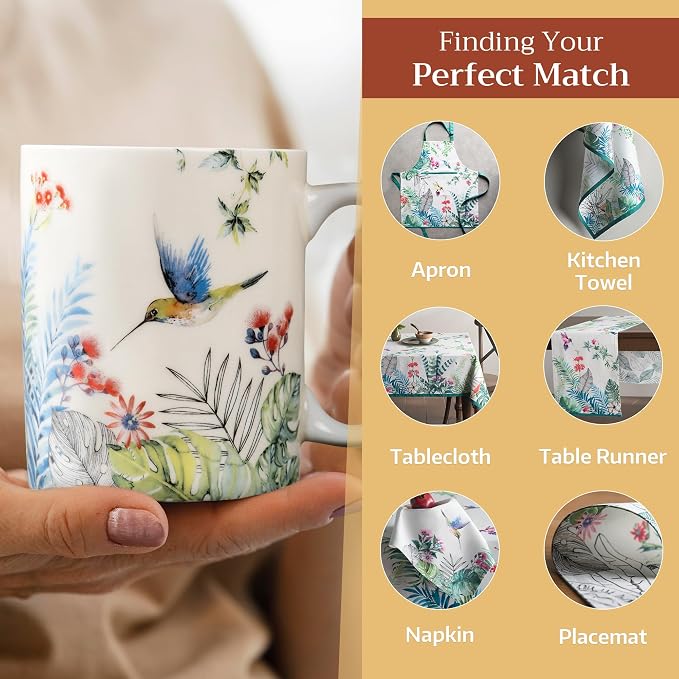 Maison d' Hermine Coffee Mug with Handles Tea Cups (12 Ounce, Pack of 1) | Fine Bone China Coffee Mugs for Hot Beverages Cappuccino Latte Home Restaurant Hotel Spring Summer -Tropiques - Colibris - Image 6