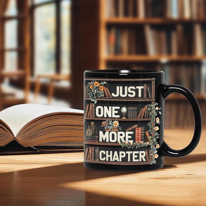 Hyturtle Cute Ghost Reading Mug Gifts on Birthday Halloween for Book Lovers | Just One More Chapter, Funny Book 11oz Ceramic Mug For Readers, Bookish Gifts, Vivid double-sided print, Comfort grip handle - Image 6