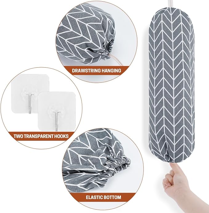 SWISSELITE 2Pcs Plastic Bag Holder, Reusable Plastic Bag Organizer | Wall Mount, Large Grocery Bag Storage Dispenser, 22x9 IN - Image 3