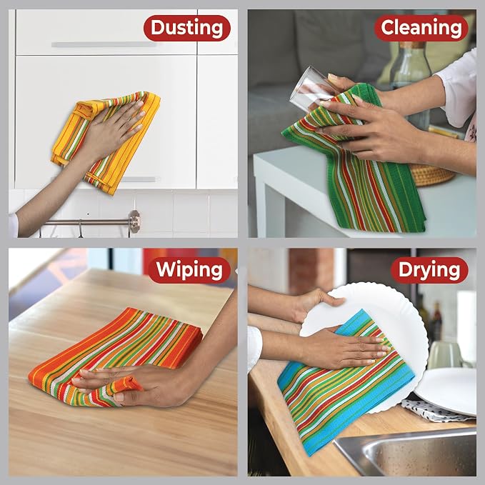 Urban Villa Kitchen Towels Cotton Dish Towels 20”x30” (Set of 4) Multi - Image 2