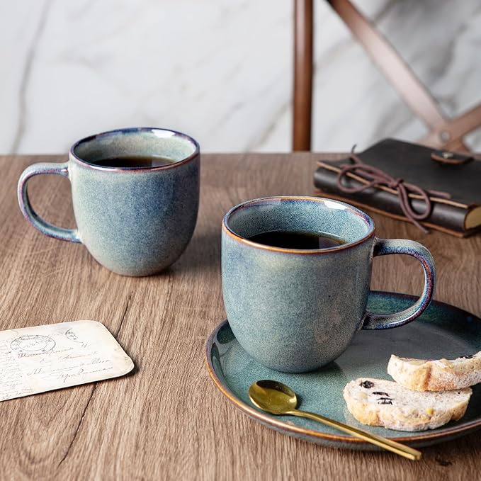 AmorArc 12oz Coffee Mugs, Ceramic Coffee Mugs set of 6 for Man, Woman, Dad, Mom, Modern Coffee Mugs with handle for Latte/Cappuccino/Milk/Cocoa. Dishwasher&Microwave Safe, Ceylon Blue - Image 4