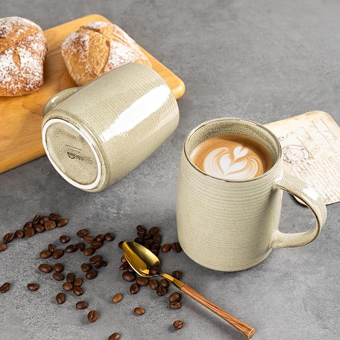 GBhome Large Coffee Mugs Set of 4, 18oz Handmade Ceramic Coffee Mugs Set with Gradient color for Latte/Tea/Beer/Hot Cocoa, Dishwasher & Microwave Safe, Cappuccino - Image 4