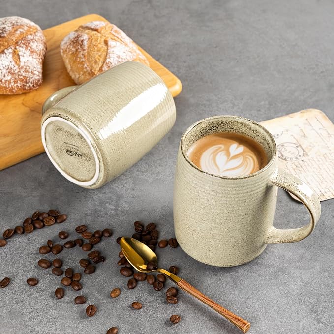 GBhome Large Coffee Mugs Set of 6, 18oz Handmade Ceramic Coffee Mugs Set with Gradient color for Latte/Tea/Beer/Hot Cocoa, Dishwasher & Microwave Safe, Khaki - Image 4