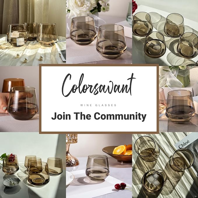 Stemless Wine Glasses Set 6【Smokey Sand Wine Glasses Stemless】 Gray Short Tumbler【14oz】 Gray Glassware for Wine or Soft Drinks,Unique Wine Gifts for Valentines Day - Image 6