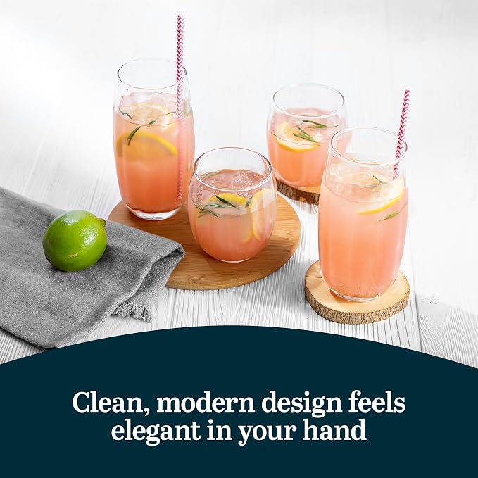 Libbey Samba Rocks and Tumbler Glass Cups Set of 16, All Purpose Everyday Drinking Glasses Set, Dishwasher Safe Modern Glassware Set for Events - Image 5