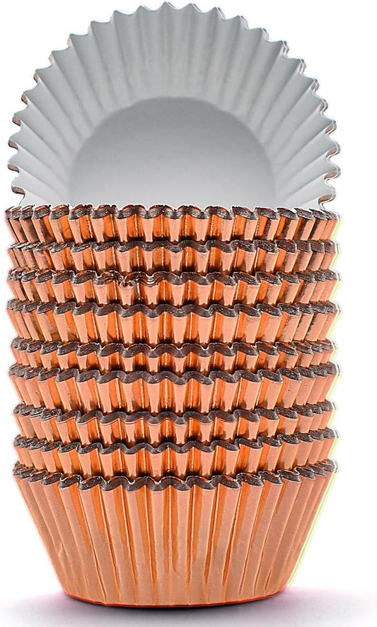 200 Pcs Orange Foil Cupcake Liners Standard Baking Cups Muffin Paper Cases | Food-grade, Greaseproof & Sturdy Parchment, Cupcake Wrapper for Party, Christmas, Gift by MODENGKONGJIAN