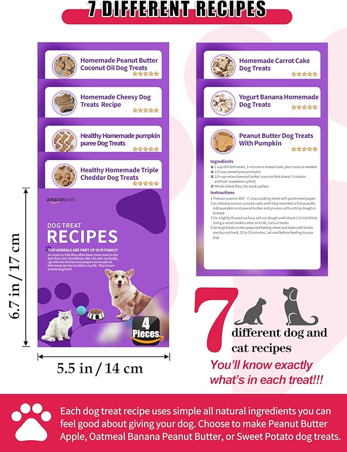 Homemade Silicone Dog Treat Molds - Dog Treat Cookie Cutters - Dog Treat CRecipes, Food Grade Silicone Molds for Candy and Dog Ice Cubs - Set of 15, Purple