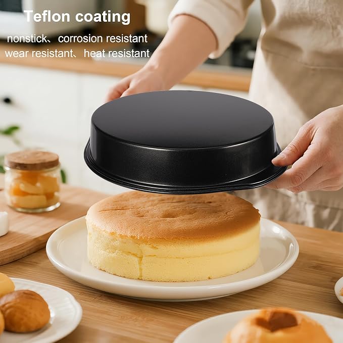 8 Inch Cake Pan, Nonstick 4 Pack Round Cake Pans with 100 Parchment Paper | Cake Pans 8 Inch for Birthday Christmas, Sturdy Circle Cake Pan Sets with Handle for Baking Layer Cakes, Dishwasher Safe - Image 3