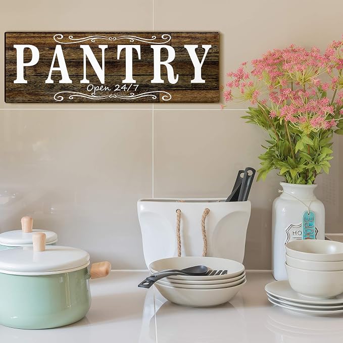 Jetec 2 Pcs Pantry Signs Wall Decor Wooden Laundry Room Signs Farmhouse Laundry Pantry Room Door Sign Wood Rustic Retro for Kitchen Home, 15 x 5 Inches(Brown) - Image 6