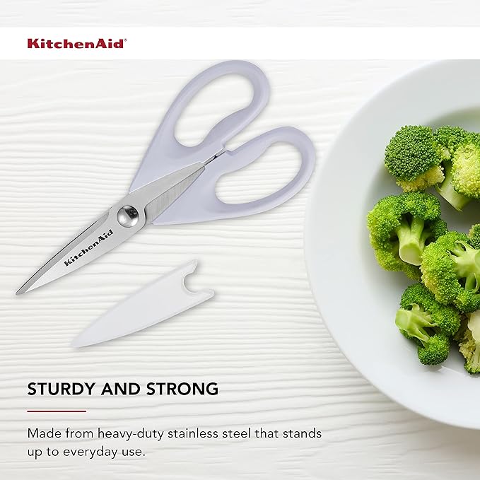 KitchenAid All Purpose Kitchen Shears with Protective Sheath Durable Stainless Steel Scissors,Dishwasher Safe,Soft Grip Comfort Handle,8.72 Inch,Lavendar Cream,(Pack of 2) - Image 5