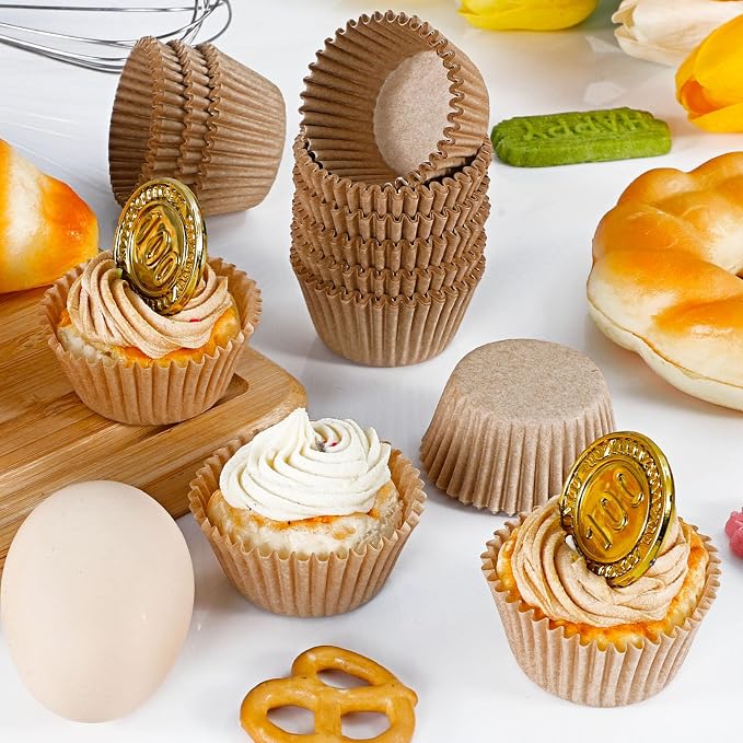 Caperci 300pcs Mini Cupcake Liners for Baking - Greaseproof Paper Muffin Baking Cups for Wedding Birthday Party Baby Shower Festivals (Natural) - Image 8