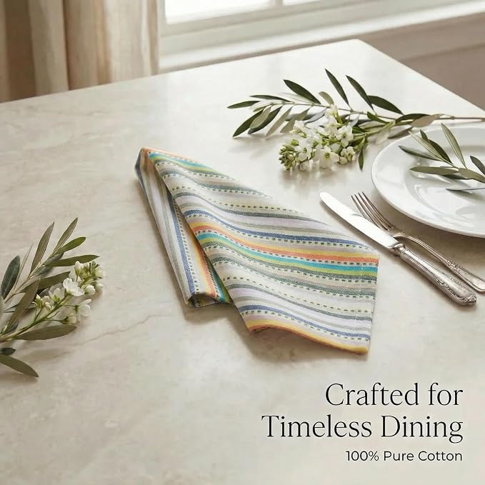 Urban Villa Cloth Napkins Cotton 20x20 (Set of 12) Multi Beige - Image 8