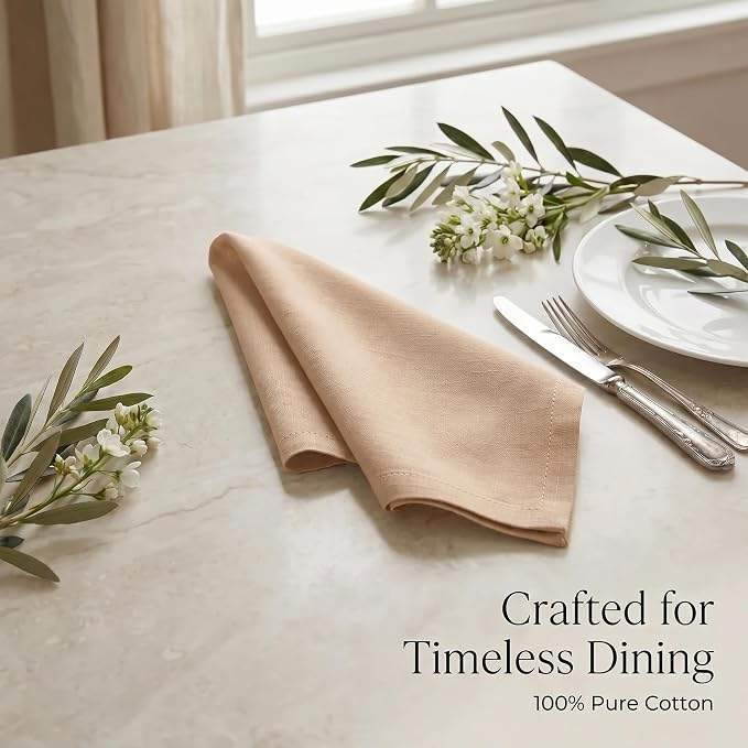 Urban Villa Cloth Napkins Cotton 20x20 (Set of 12) Taupe - Image 8