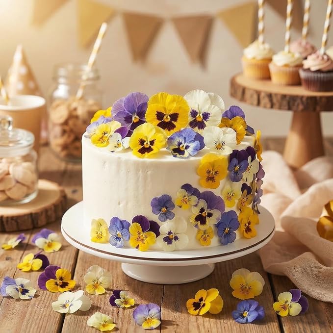 80 Pcs 10 Types Dried Edible Flowers Pressed for Cake Decorating | Natural Flower Mix for Cupcake Toppers Cocktail Garnish Dessert Decor Baking Supplies Resin Jewelry Making DIY Crafts - Image 5