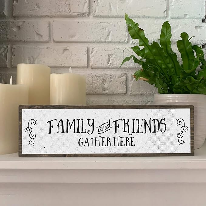 Kitchen Wood Signs (Medium - Wood And Metal, Family And Friends Gather Here) - Image 4