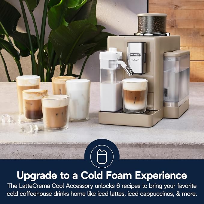 De'Longhi Rivelia Automatic Espresso Machine, Grinder, Milk Frother, Beige | #1 Worldwide Espresso Machine Maker, Removable Bean Hoppers, 18 One-Touch Recipes, Milk Frother, 4 Unique Colors - Image 3