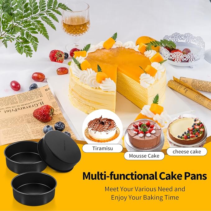 P&P CHEF 6 Inch Cake Pan Set of 3, Non-Stick Round Cake Pans | Round Cake Tins for Tier Smash Cakes, Baking Pans Set & Essential Bakeware, Stainless Steel Core & Leak-Proof - Image 8