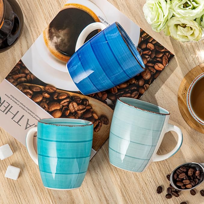 vancasso Bonita 12 Oz Coffee Mugs Set of 6, Ceramic Coffee Cups for Cappuccino, Latte, Tea, Cocoa, Cool Color - Image 5