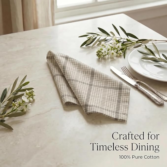 Urban Villa Cloth Napkins Cotton 20x20 (Set of 12) Tiny Checks - Image 8