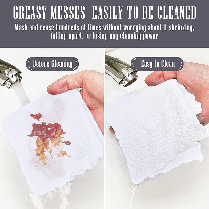 Sunny zzzZZ 24 Pack Kitchen Dishcloths - Does Not Shed Fluff - Reusable Dish Towels, Dish Cloths, Super Absorbent Coral Fleece Cleaning Cloths, Nonstick Oil Washable Fast Drying, 7 x 9 Inch (White) - Image 5