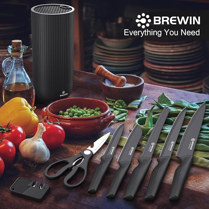 Knife Set, Brewin Kitchen Knife Set, Knives Set for Kitchen, Universal Knife Block, Utility Knife Block Set, New Home Essentials, Apartment Essentials, Camping essentials, RV Essentials - Image 2