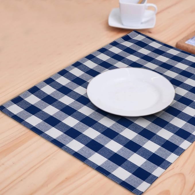 Urban Villa Two Tone Placemat Cotton Tablemat 14x20 (Set of 6) Blue/Wht - Image 6