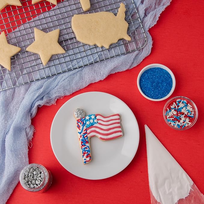 Cookie Cutter Kingdom, Patrioitic Cookie Cutters, 3 pack, Star, Flag, USA, 4th of July Cookie Cutters Shape, Memorial Day, Mold for Cakes Biscuits and Sandwiches (Patriotic 3 Pack)