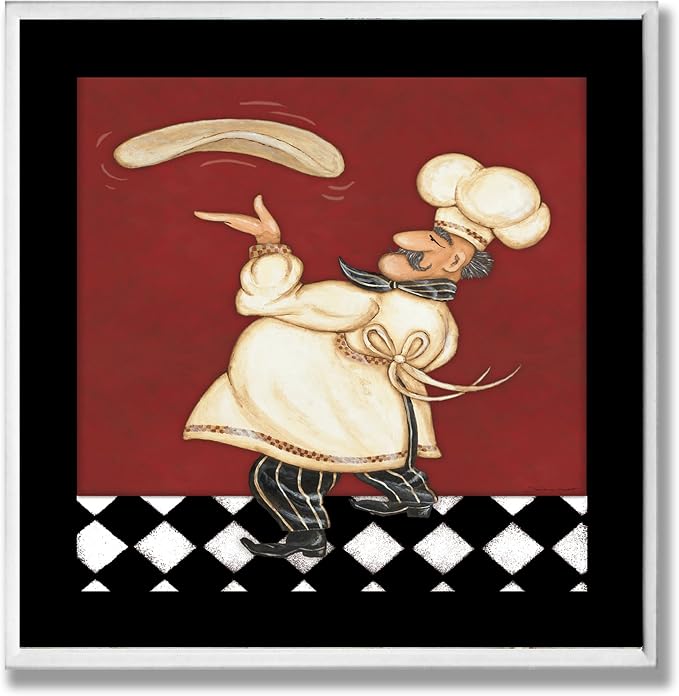 Stupell Home Décor Chef With Pizza Dough Wall Plaque, 12 x 0.5 x 12, Proudly Made in USA by StupellIndustries